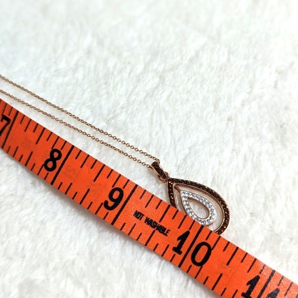 NWT Rose Gold Plated over Sterling Silver Swarovski Crystal Teardrop Necklace - Picture 5 of 15